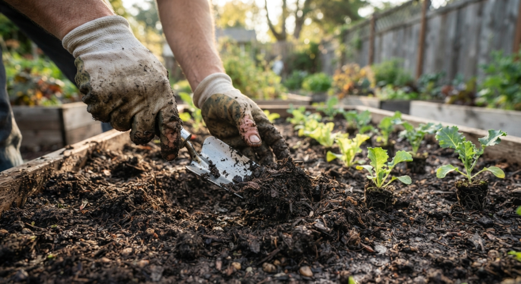 Preparing soil for vegetable gardening
