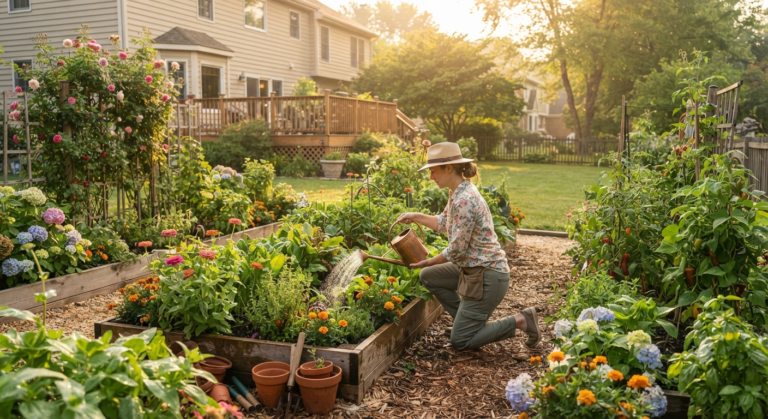 Natural gardening tips for beginners using healthy plants and organic pest control.